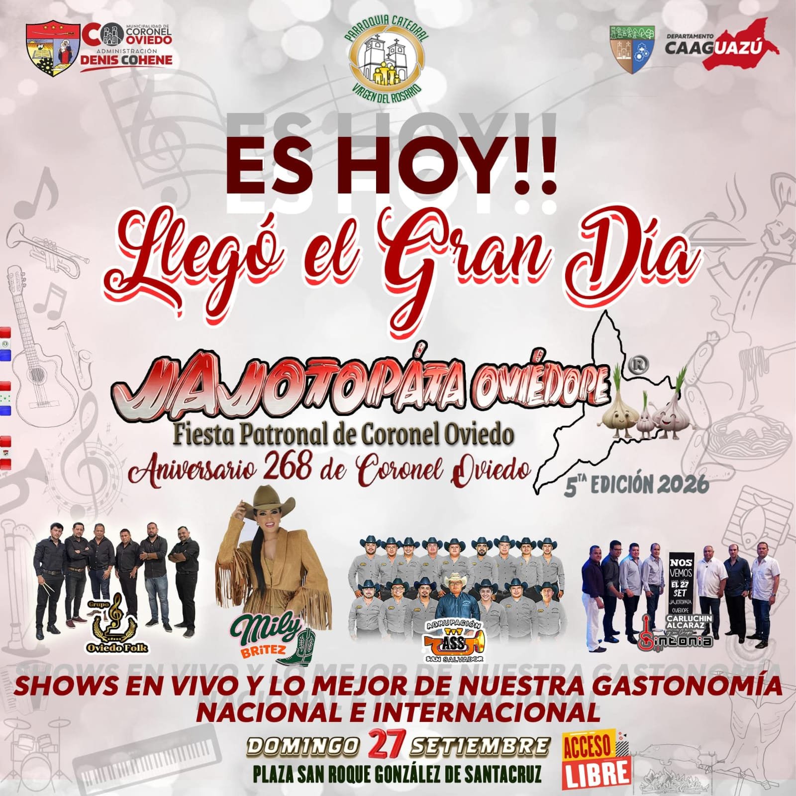 Jajotopá Oviedope invita a vivir hoy una gran jornada de gastronomía, música y tradición en Coronel Oviedo